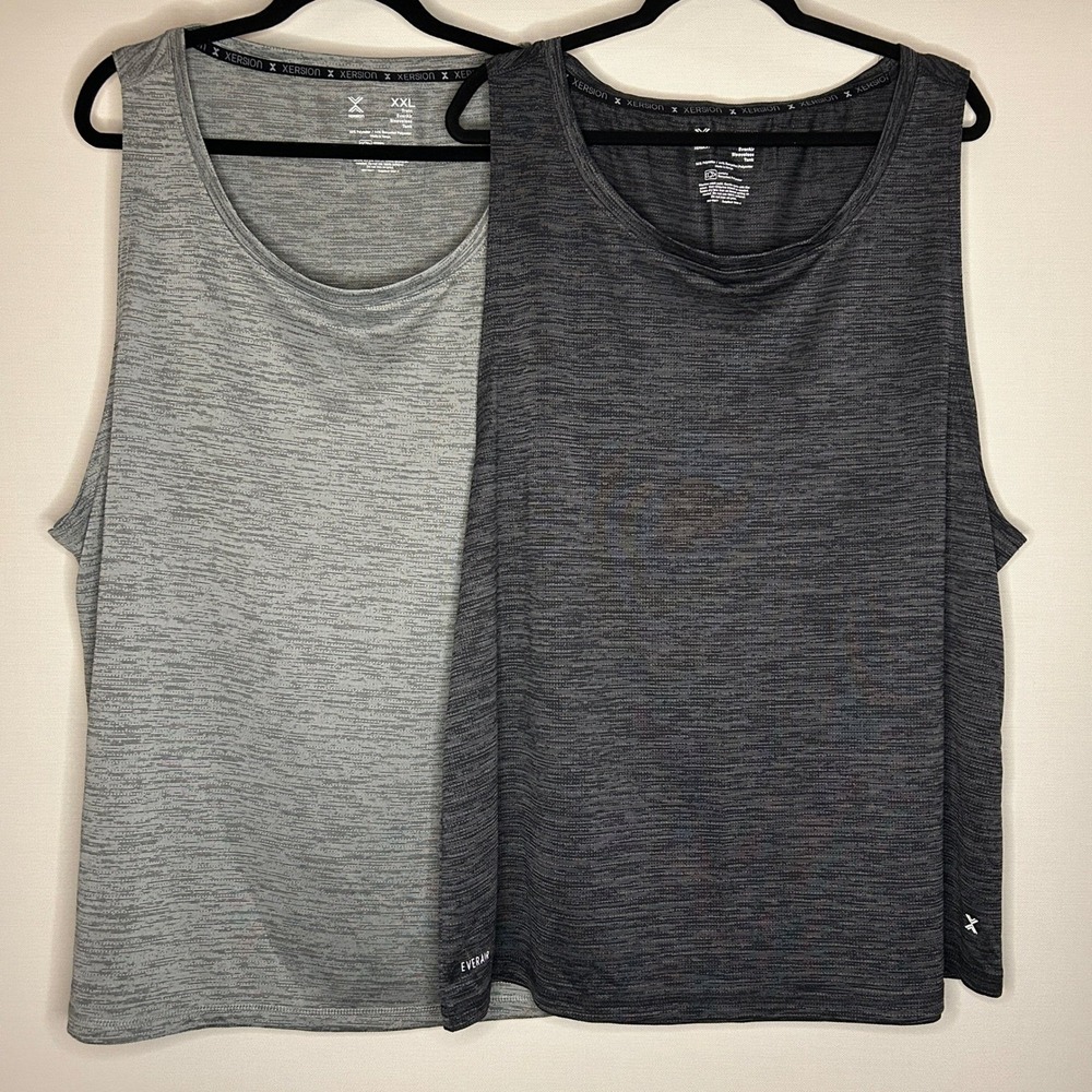 Xersion Mens Train EverAir Sleeveless Tank Tops Gray Black XXL NWOT Activewear